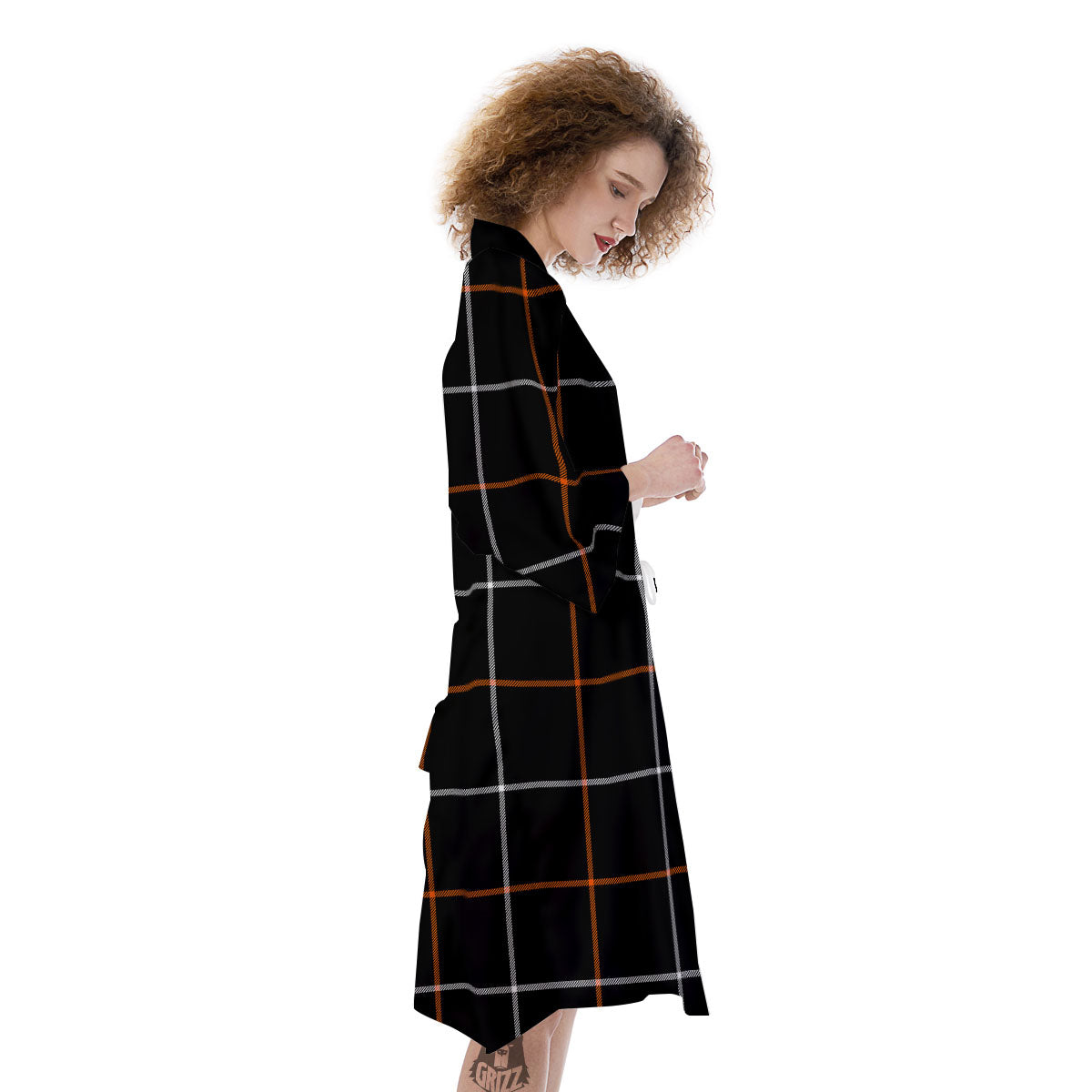 Tattersall Black Halloween Print Pattern Kimono-grizzshop
