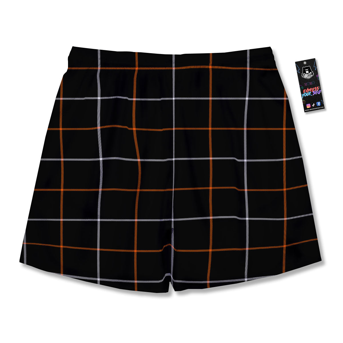 Tattersall Black Halloween Print Pattern Men's Running Shorts-grizzshop