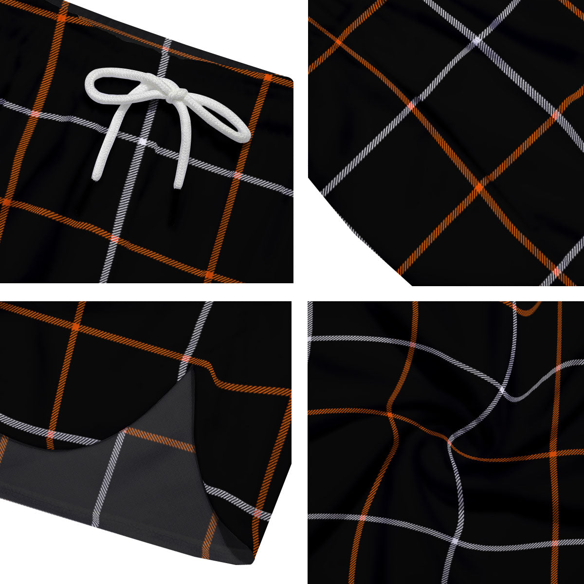 Tattersall Black Halloween Print Pattern Men's Running Shorts-grizzshop