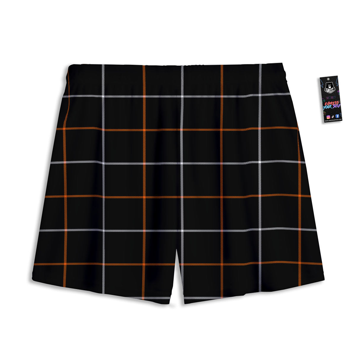 Tattersall Black Halloween Print Pattern Mesh Shorts