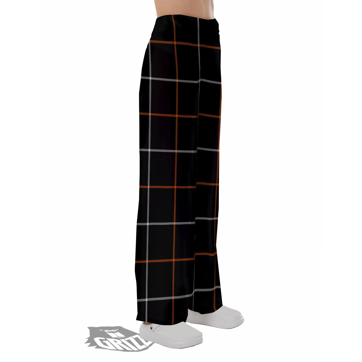 Tattersall Black Halloween Print Pattern Pajama Pants-grizzshop