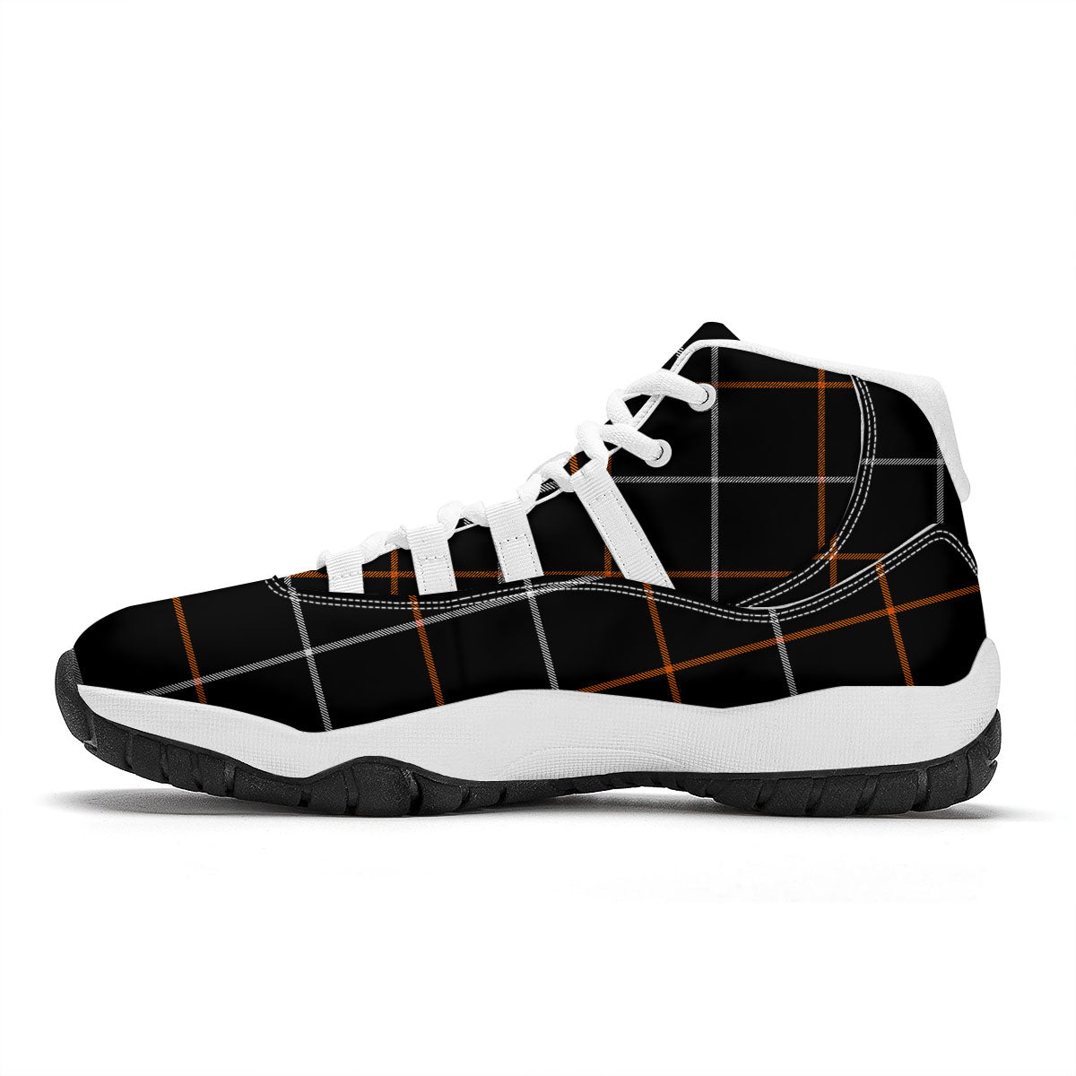 Tattersall Black Halloween Print Pattern White Bball Shoes-grizzshop