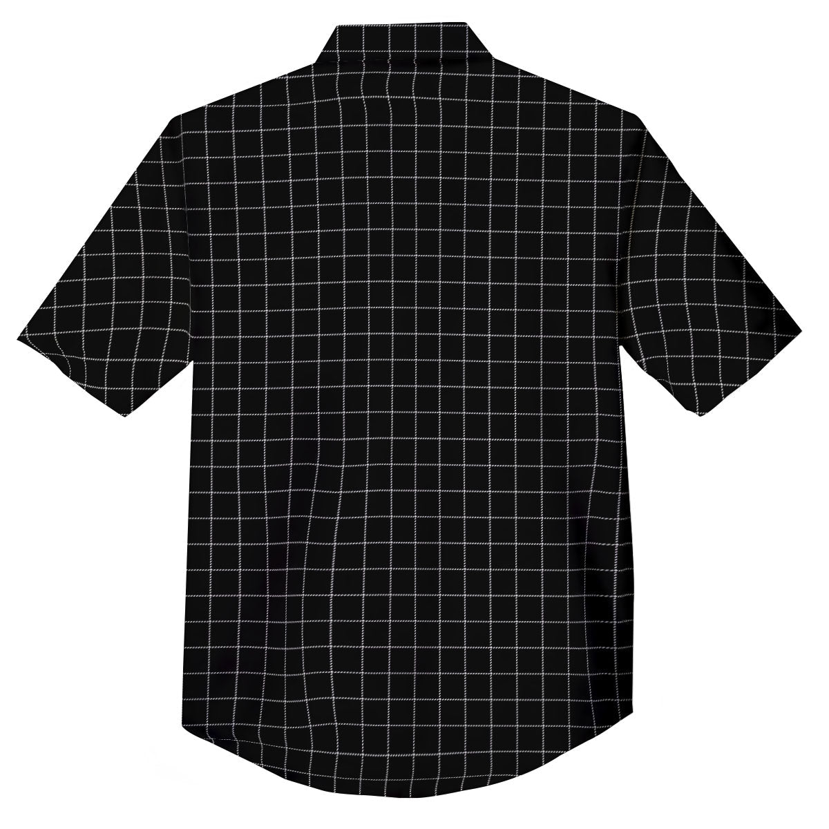Tattersall Black Print Pattern Button Up Shirt-grizzshop