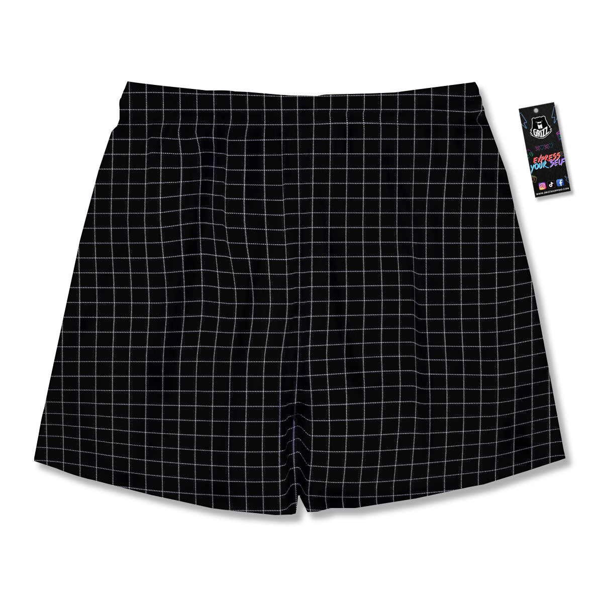 Tattersall Black Print Pattern Men's Running Shorts-grizzshop