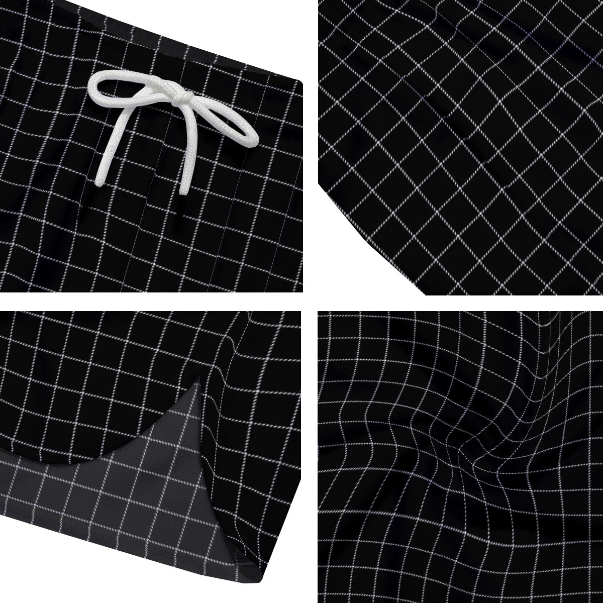 Tattersall Black Print Pattern Men's Running Shorts-grizzshop