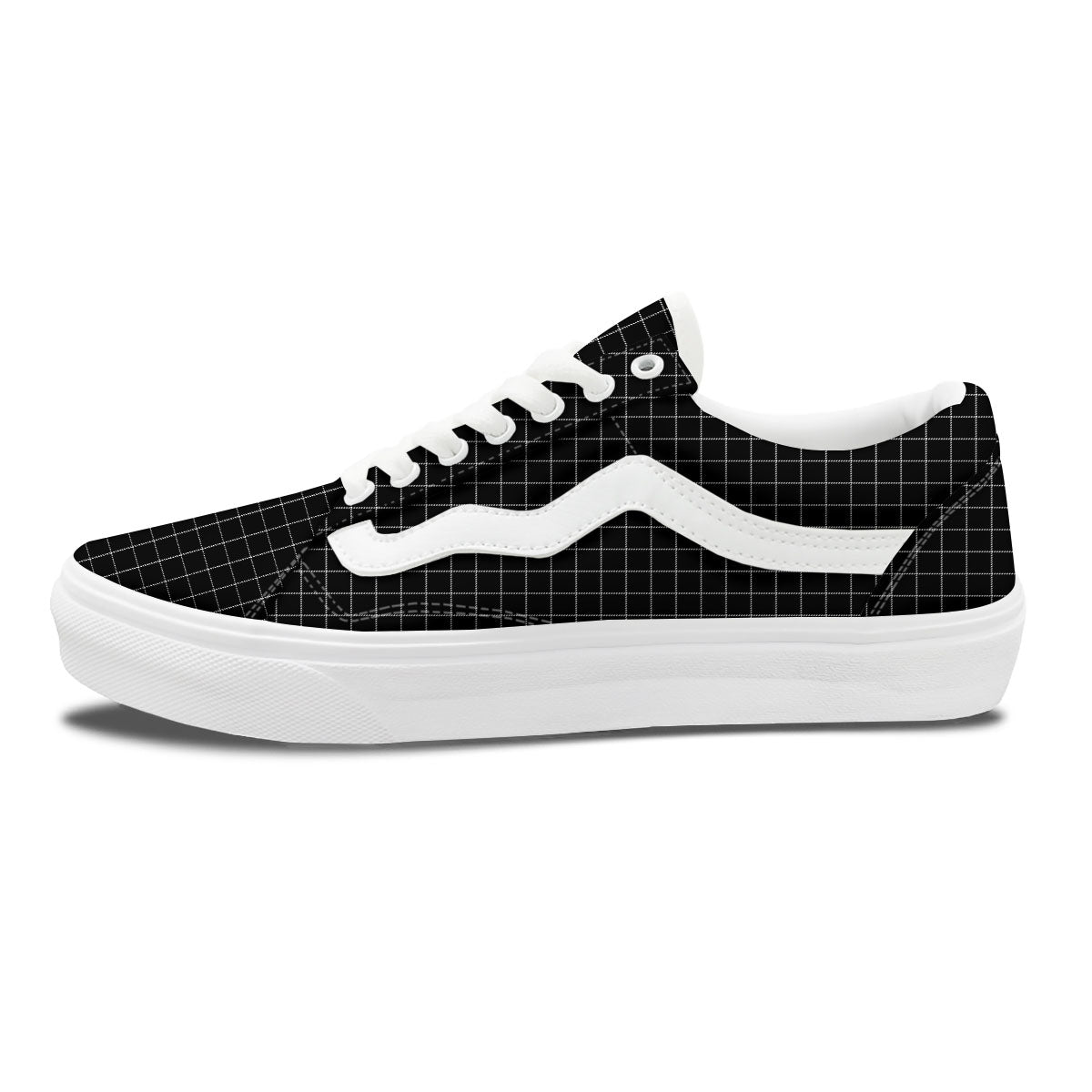 Tattersall Black Print Pattern Skate Shoes-grizzshop