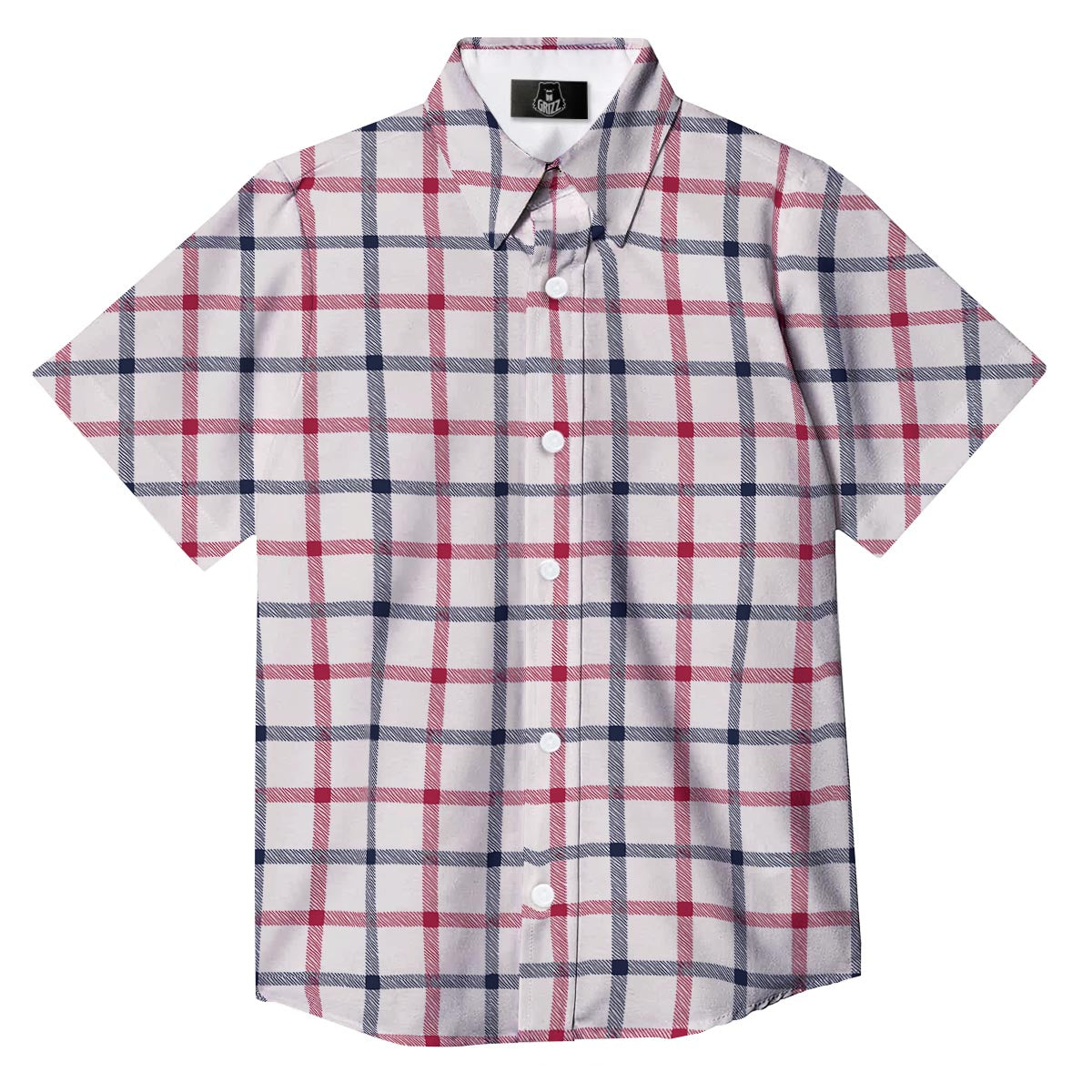 Tattersall Blue And Red Print Pattern Button Up Shirt-grizzshop