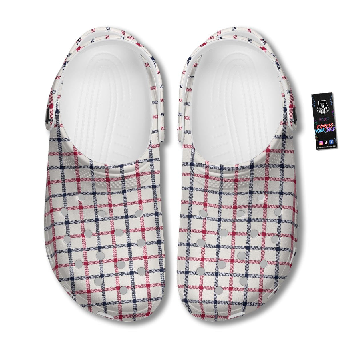Tattersall Blue And Red Print Pattern Clog-grizzshop