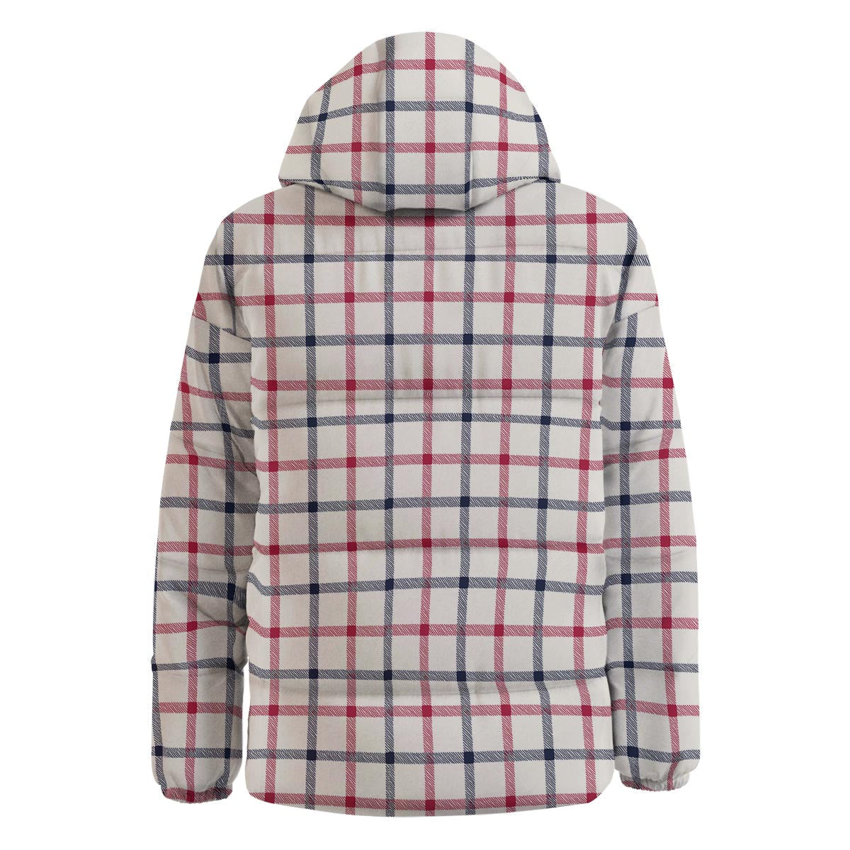 Tattersall Blue And Red Print Pattern Down Jacket-grizzshop