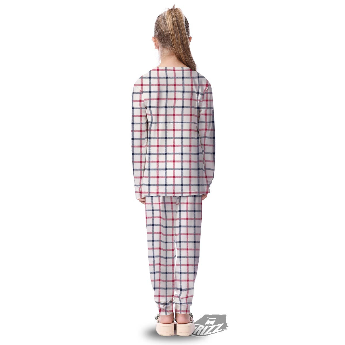 Tattersall Blue And Red Print Pattern Kid's Pajamas-grizzshop