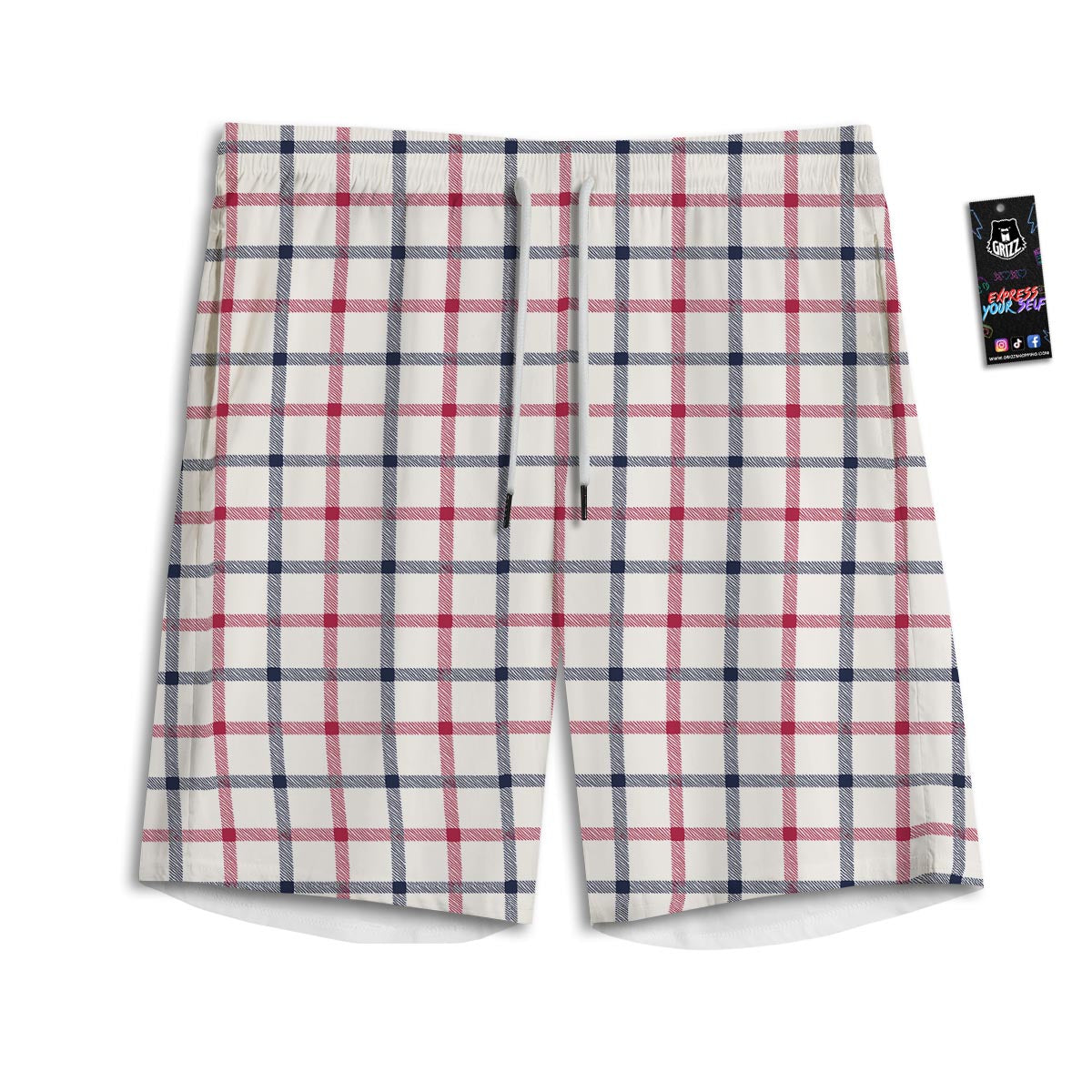 Tattersall Blue And Red Print Pattern Men's Athletic Shorts