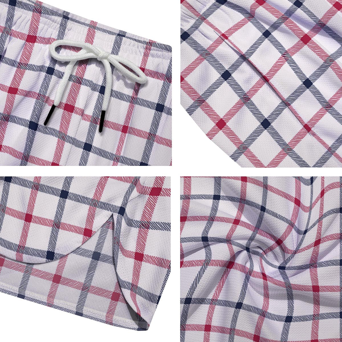 Tattersall Blue And Red Print Pattern Men's Running Shorts-grizzshop