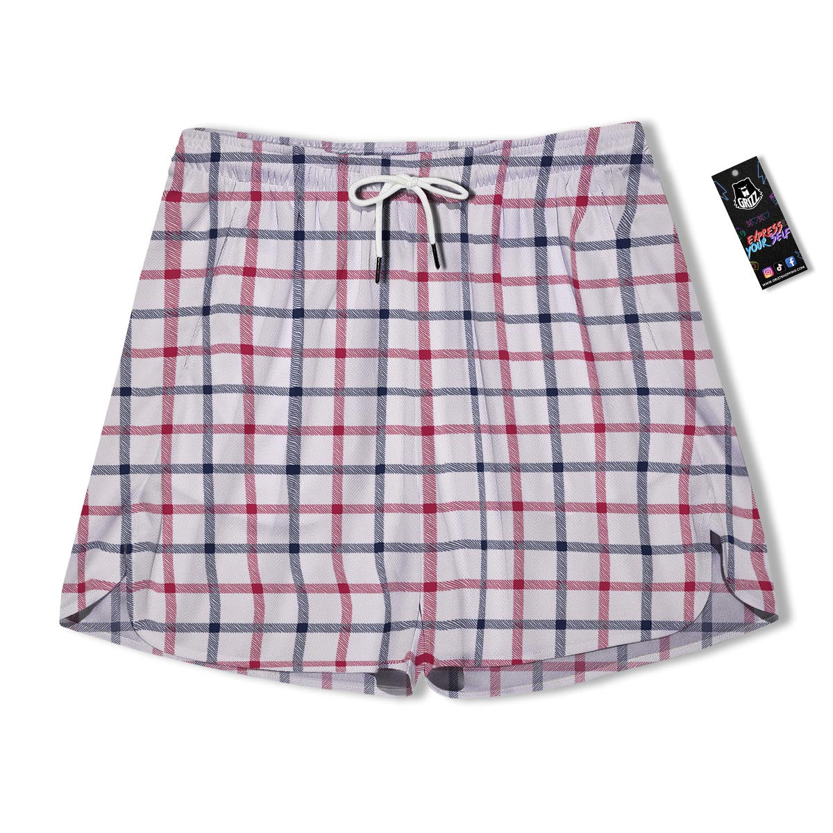 Tattersall Blue And Red Print Pattern Men's Running Shorts-grizzshop
