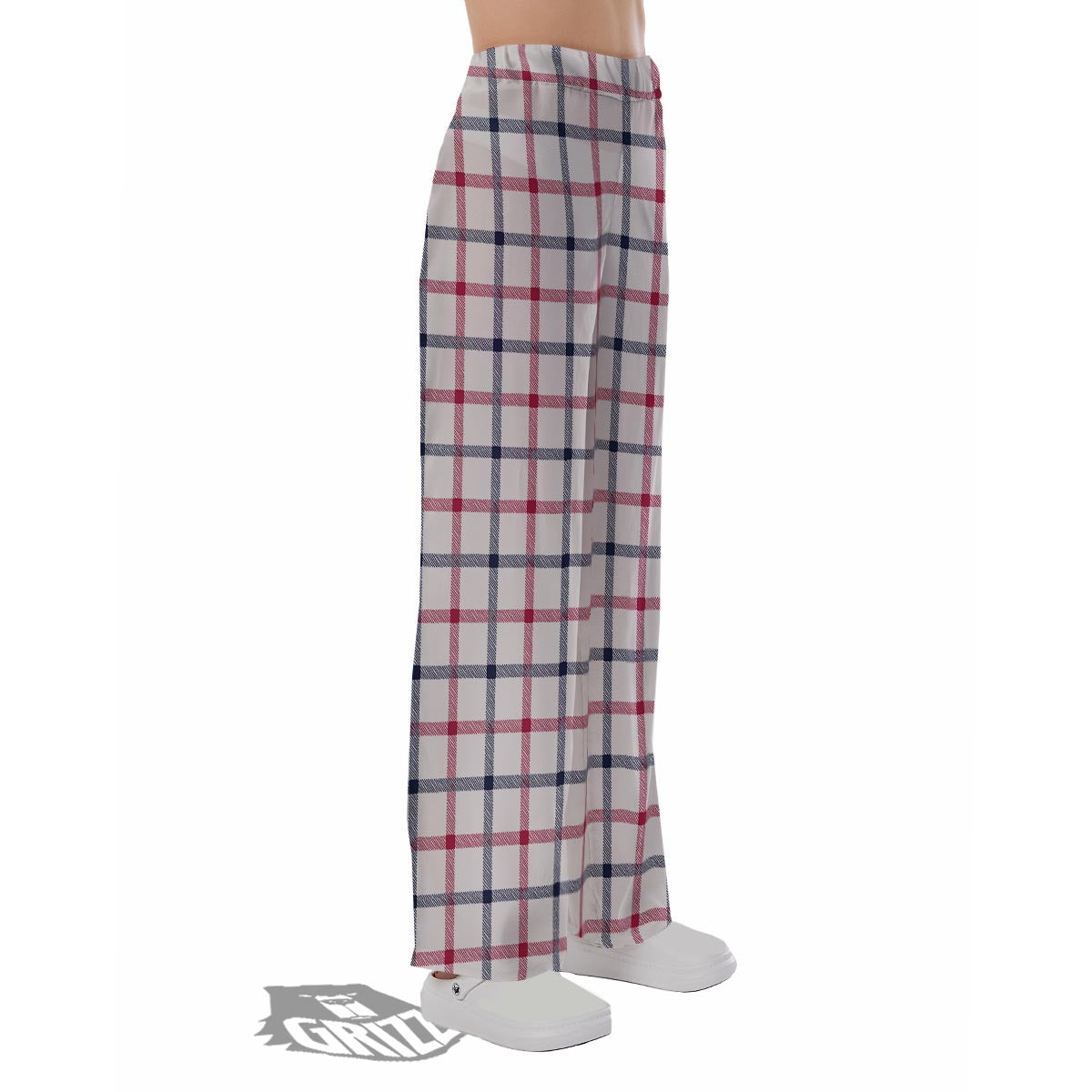 Tattersall Blue And Red Print Pattern Pajama Pants-grizzshop