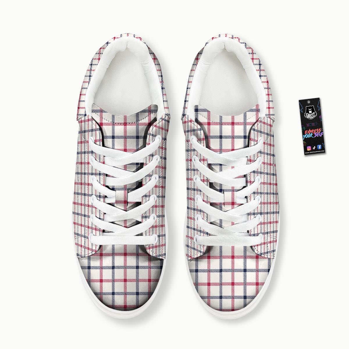 Tattersall Blue And Red Print Pattern Platform Shoes-grizzshop