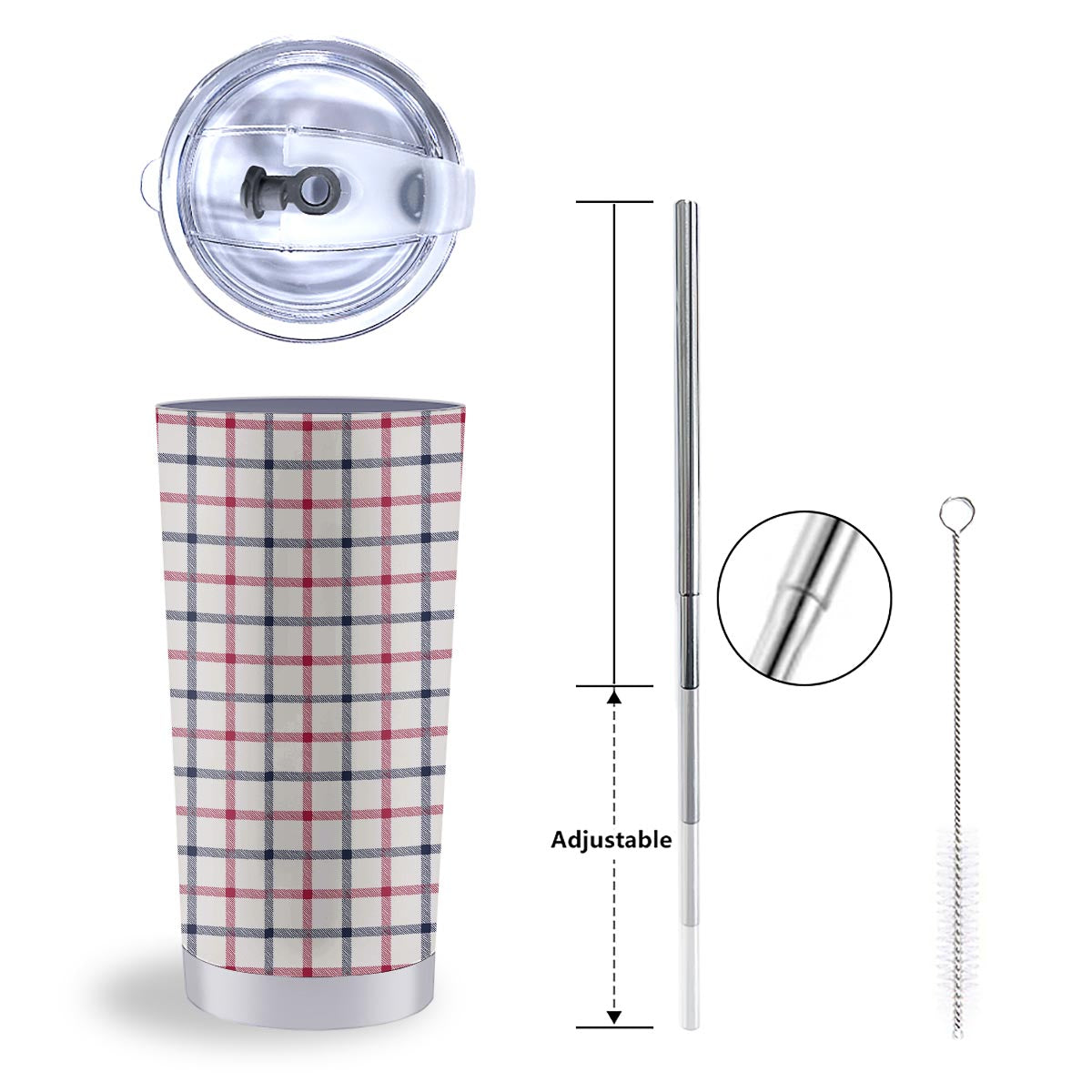 Tattersall Blue And Red Print Pattern Tumbler-grizzshop