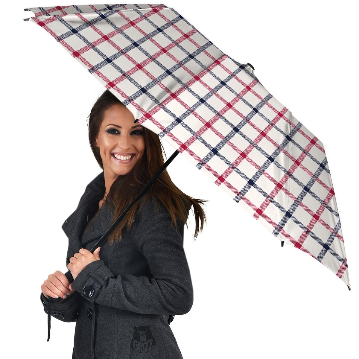 Tattersall Blue And Red Print Pattern Umbrella-grizzshop