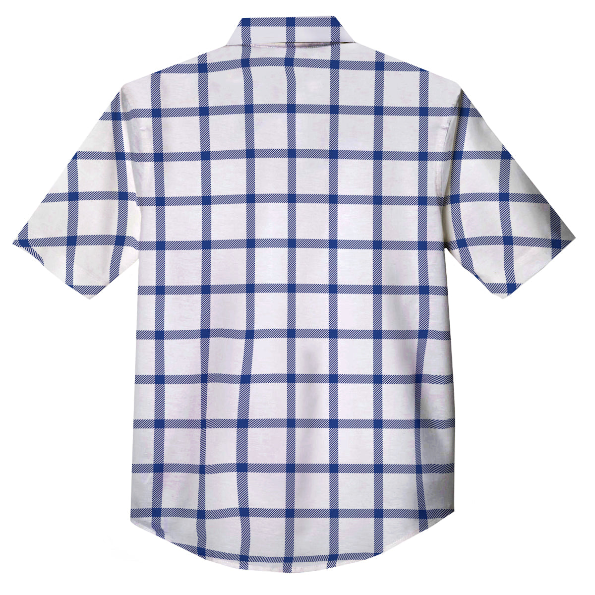 Tattersall Blue And White Print Pattern Button Up Shirt-grizzshop