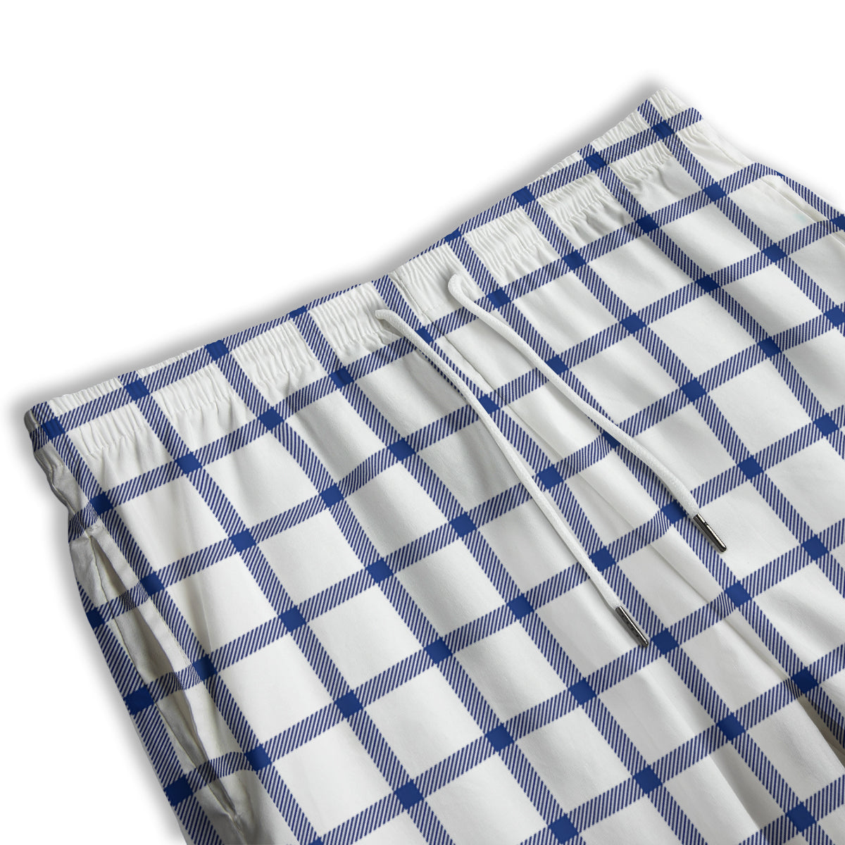 Tattersall Blue And White Print Pattern Men's Athletic Shorts