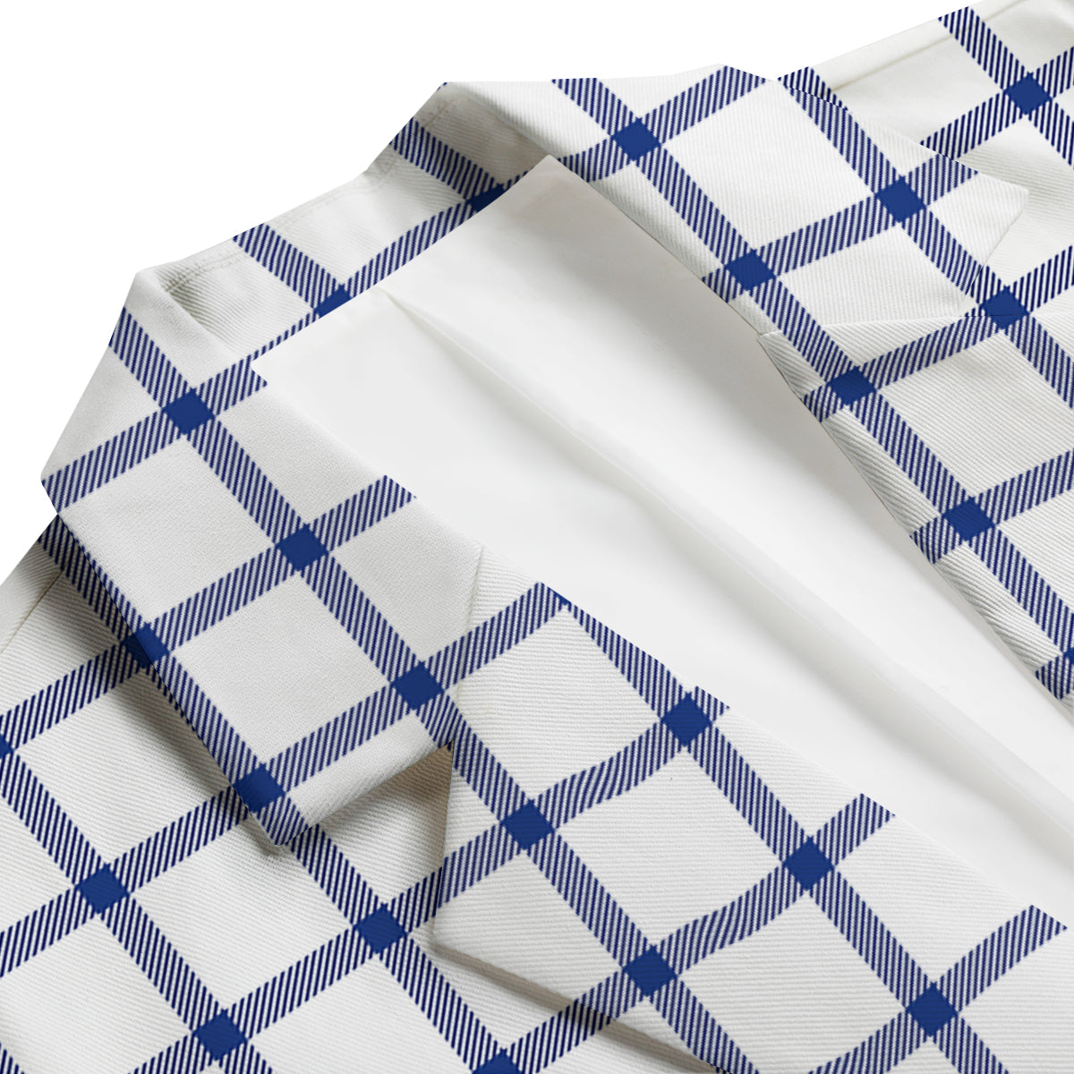 Tattersall Blue And White Print Pattern Men's Blazer-grizzshop