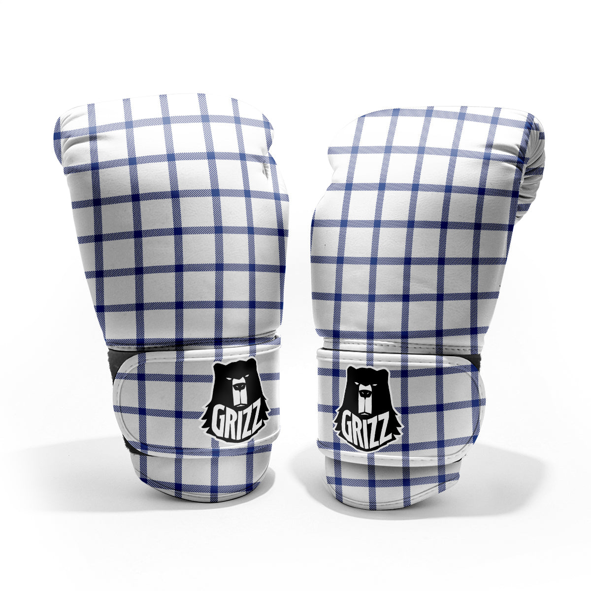 Tattersall Blue And White Print Pattern Pro Boxing Glove