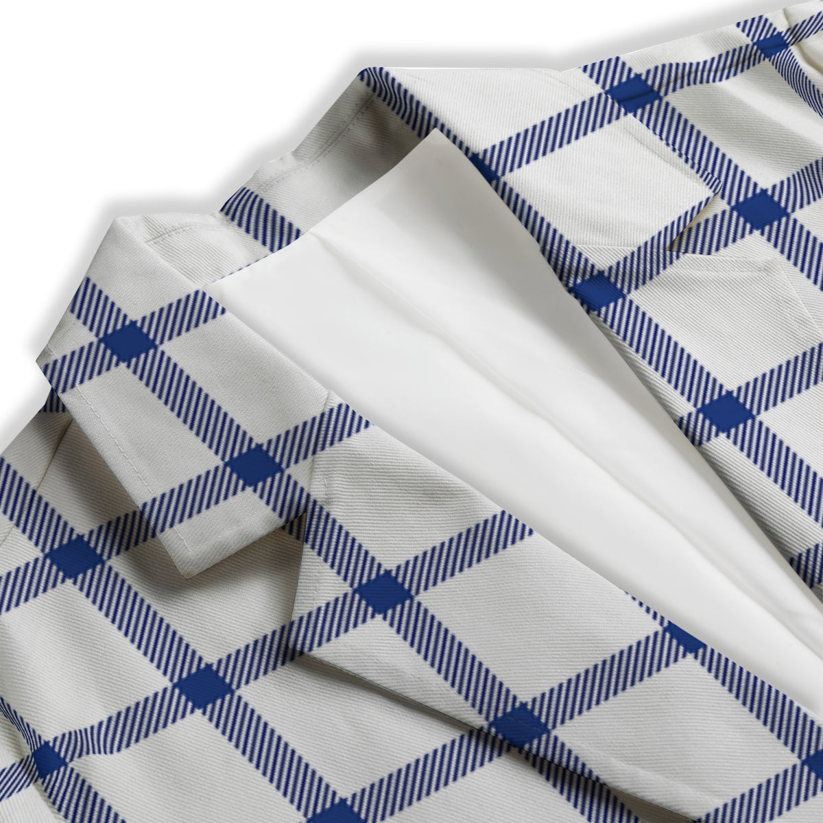 Tattersall Blue And White Print Pattern Women's Blazer-grizzshop
