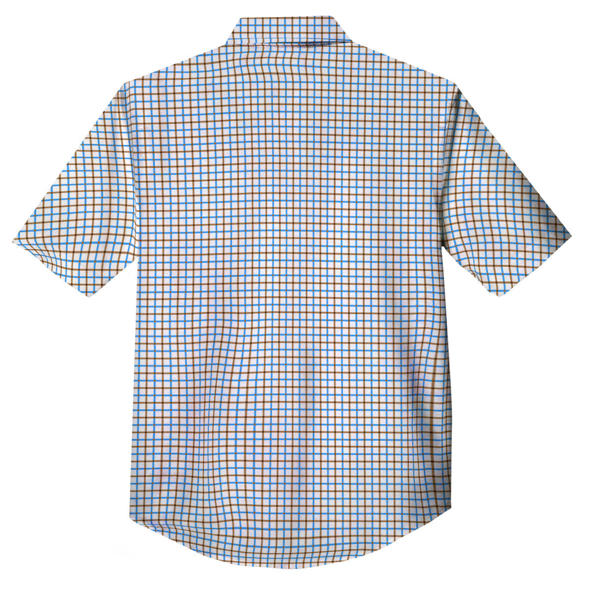 Tattersall Brown And Blue Print Pattern Button Up Shirt-grizzshop