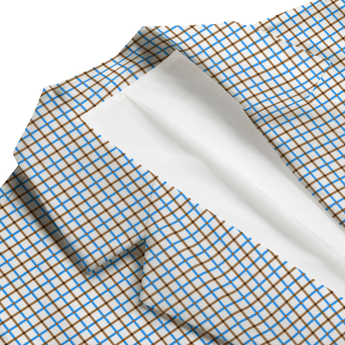 Tattersall Brown And Blue Print Pattern Men's Blazer-grizzshop