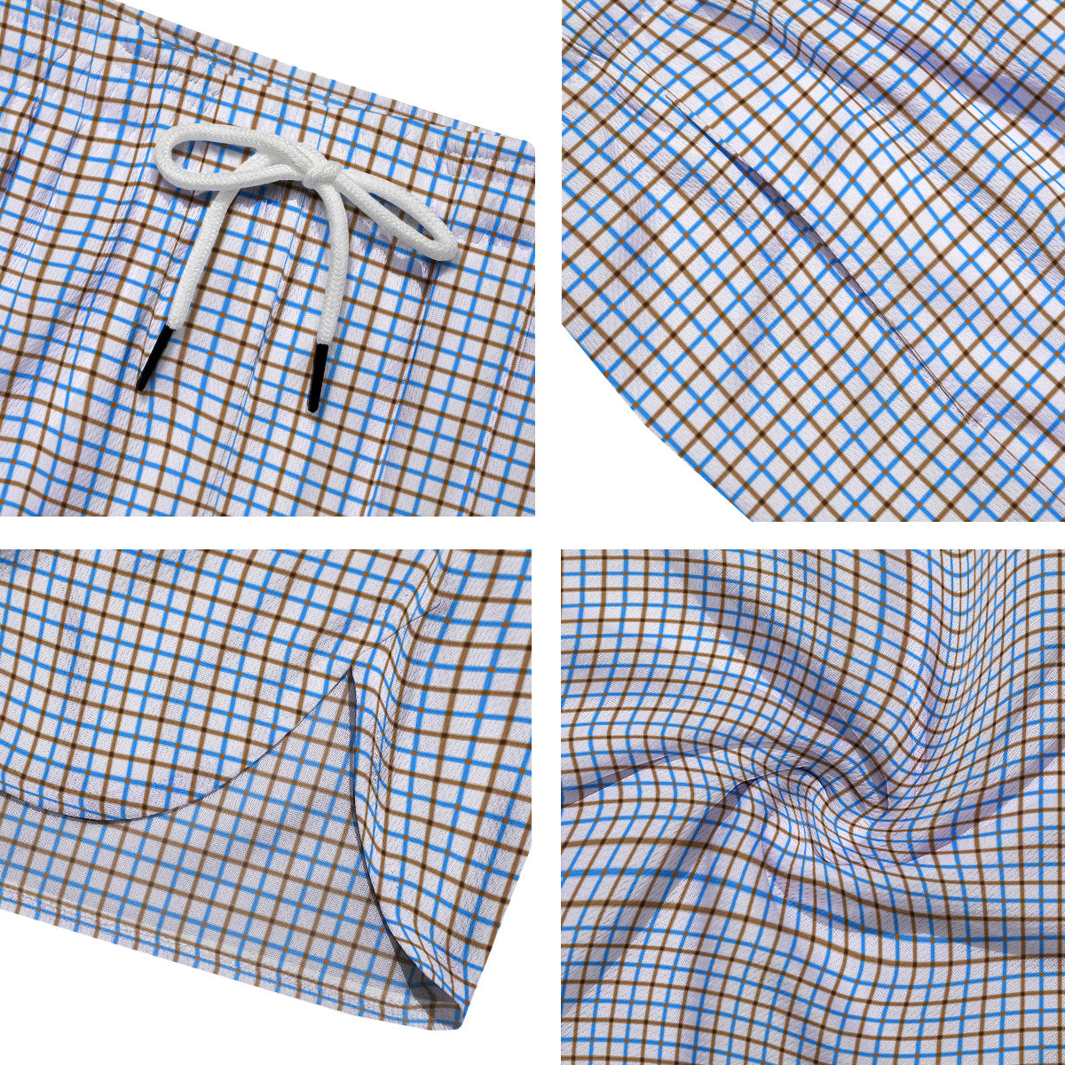 Tattersall Brown And Blue Print Pattern Men's Running Shorts-grizzshop