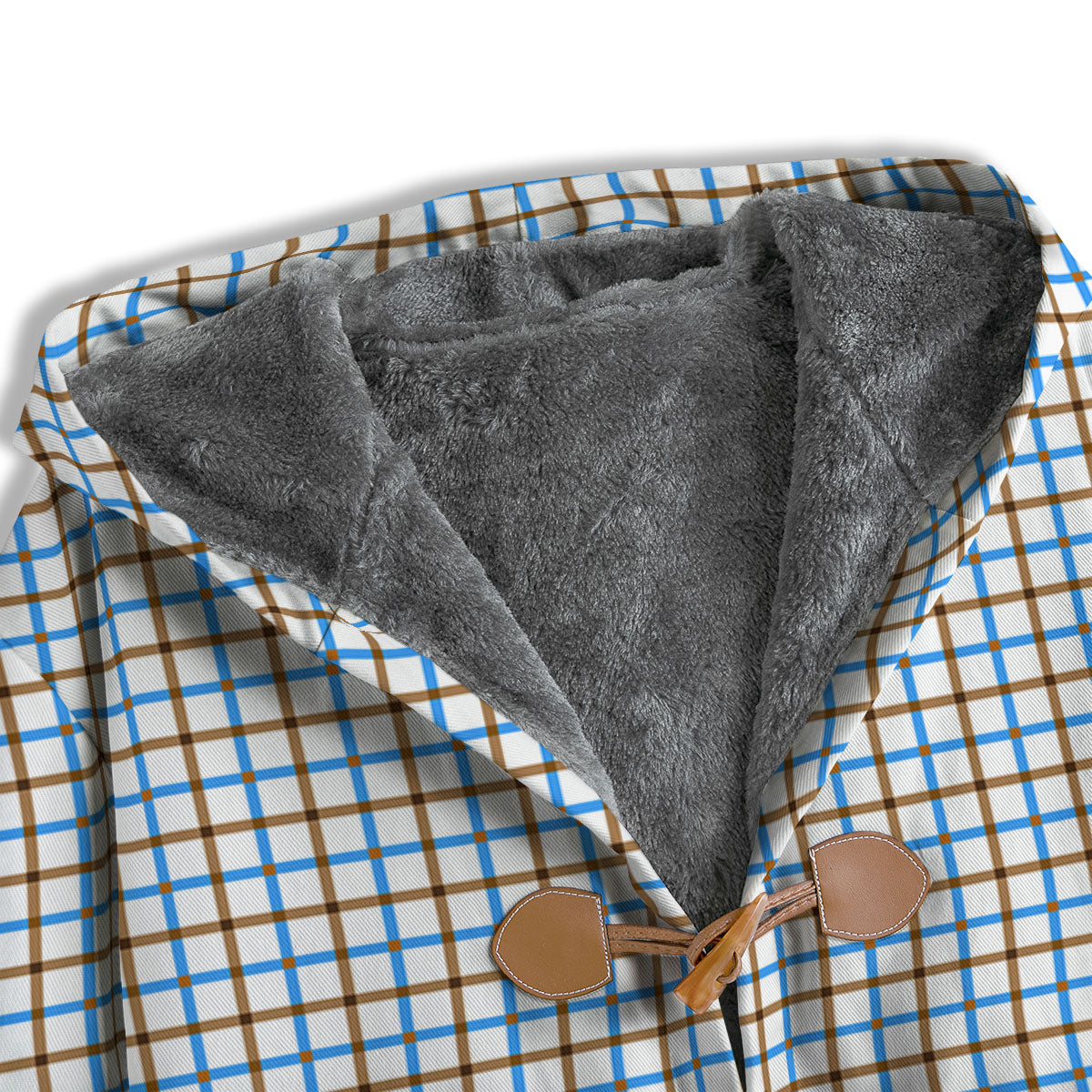 Tattersall Brown And Blue Print Pattern Men's Windbreaker Jacket-grizzshop