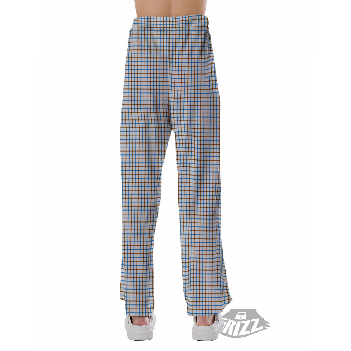 Tattersall Brown And Blue Print Pattern Pajama Pants-grizzshop