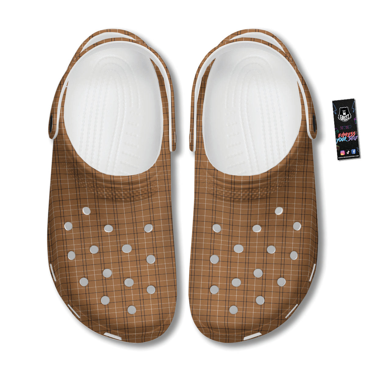 Tattersall Brown Print Pattern Clog-grizzshop