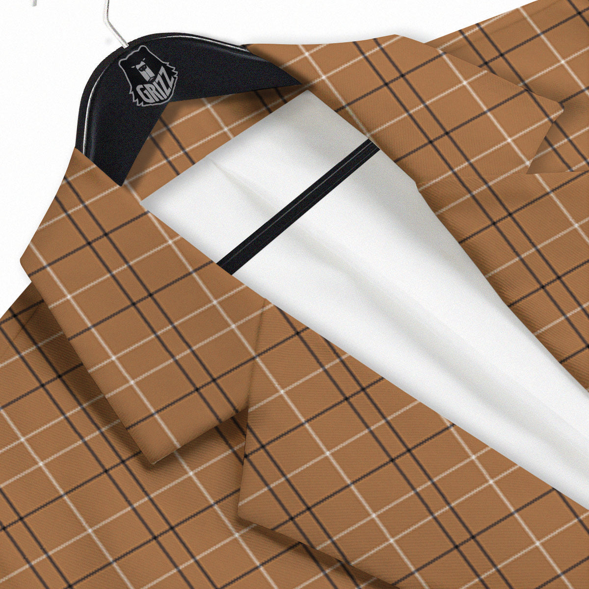 Tattersall Brown Print Pattern Men's Sport Coat-grizzshop