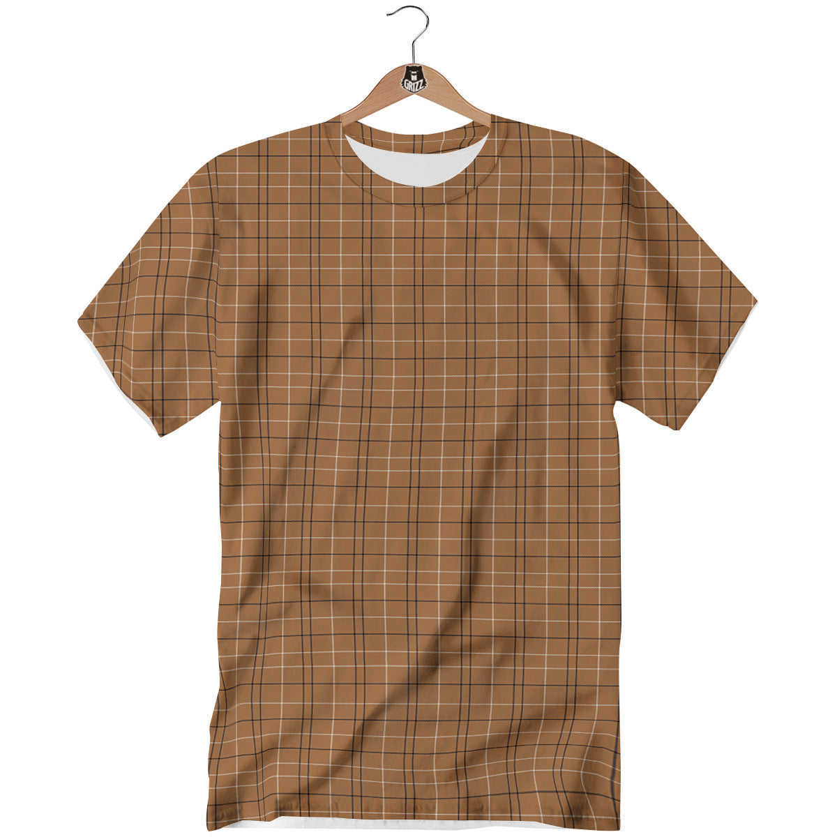 Tattersall Brown Print Pattern T-Shirt-grizzshop