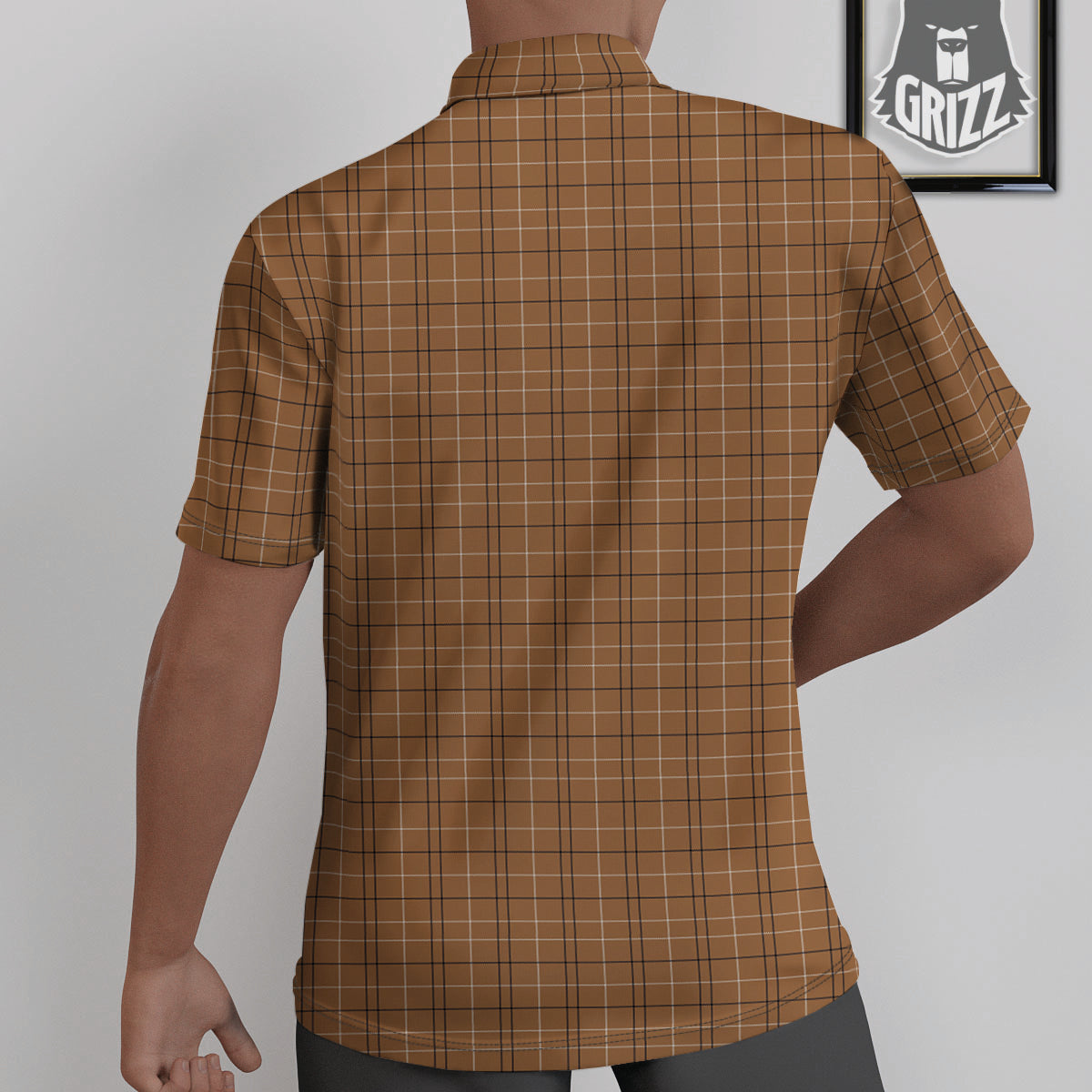 Tattersall Brown Print Pattern Untucked Shirts-grizzshop