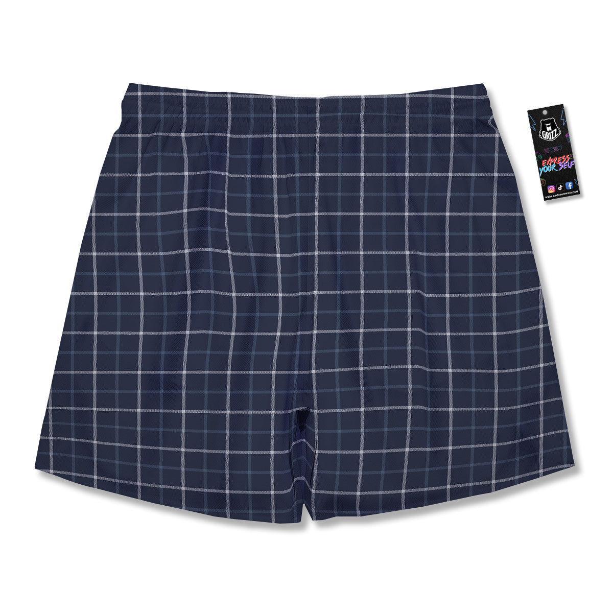 Tattersall Dark Blue Print Pattern Men's Running Shorts-grizzshop