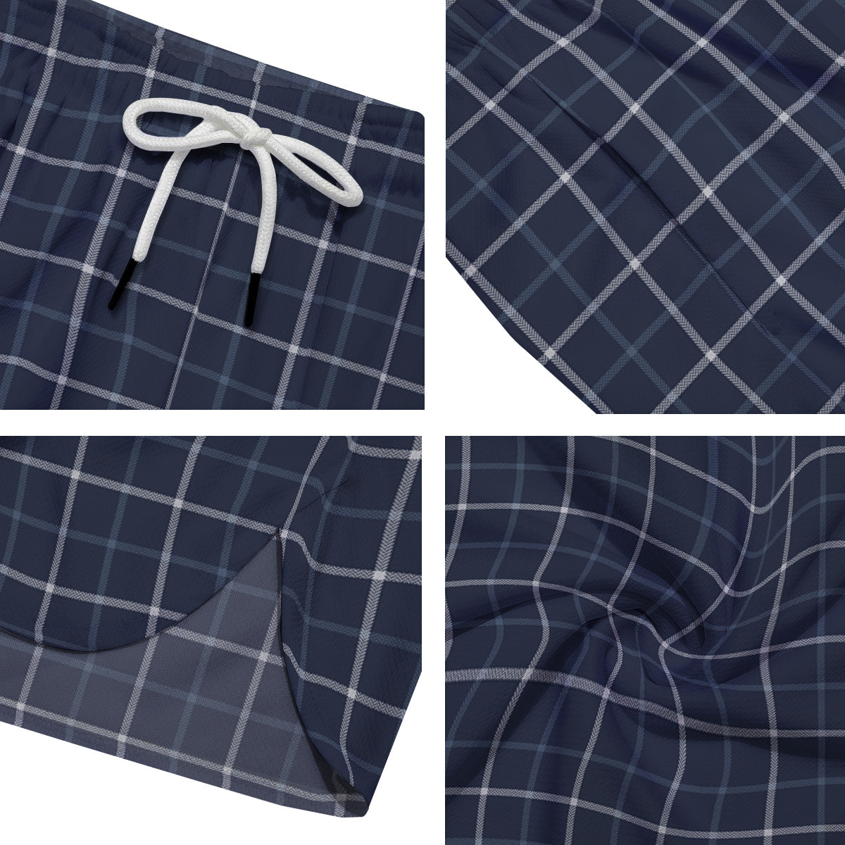 Tattersall Dark Blue Print Pattern Men's Running Shorts-grizzshop