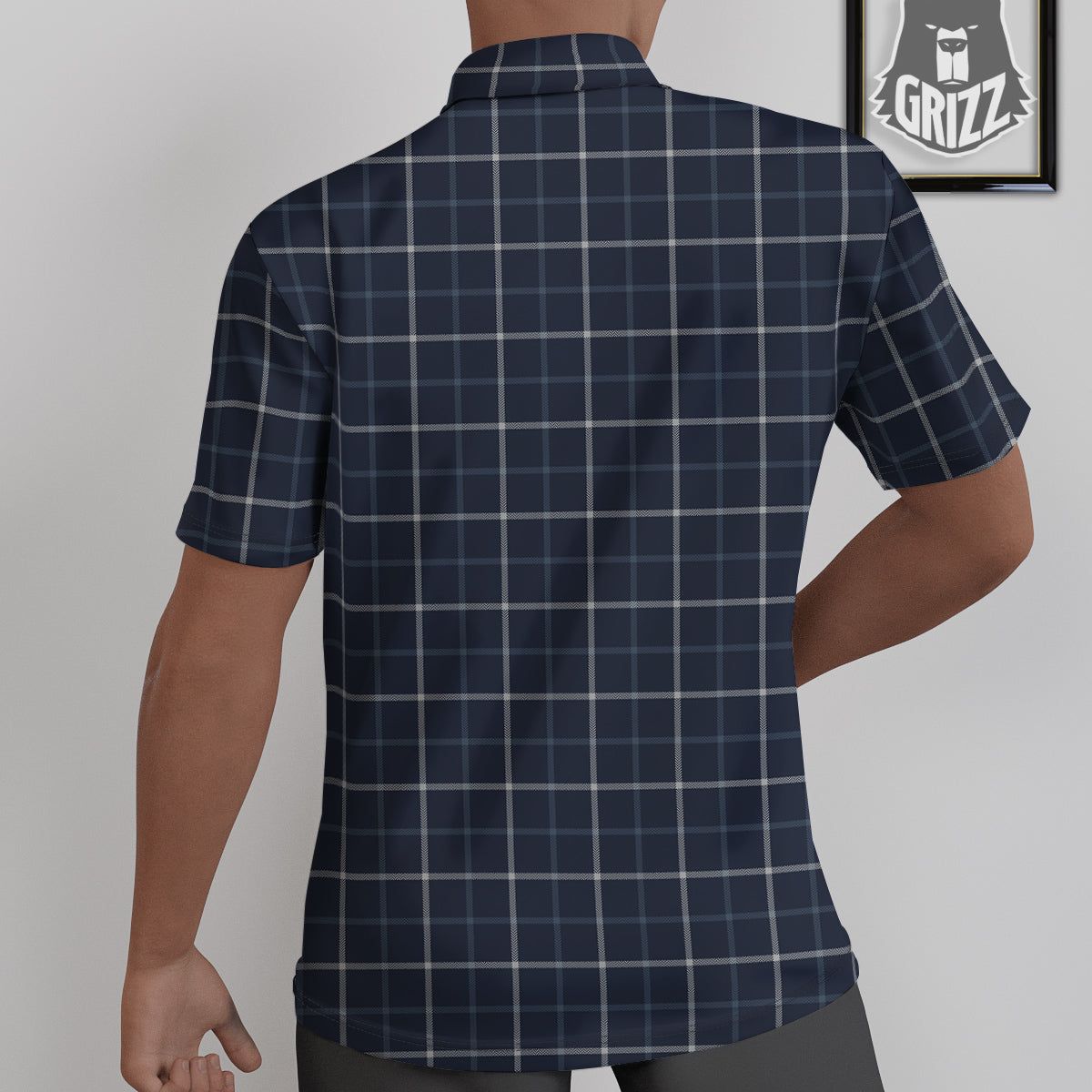 Tattersall Dark Blue Print Pattern Untucked Shirts-grizzshop