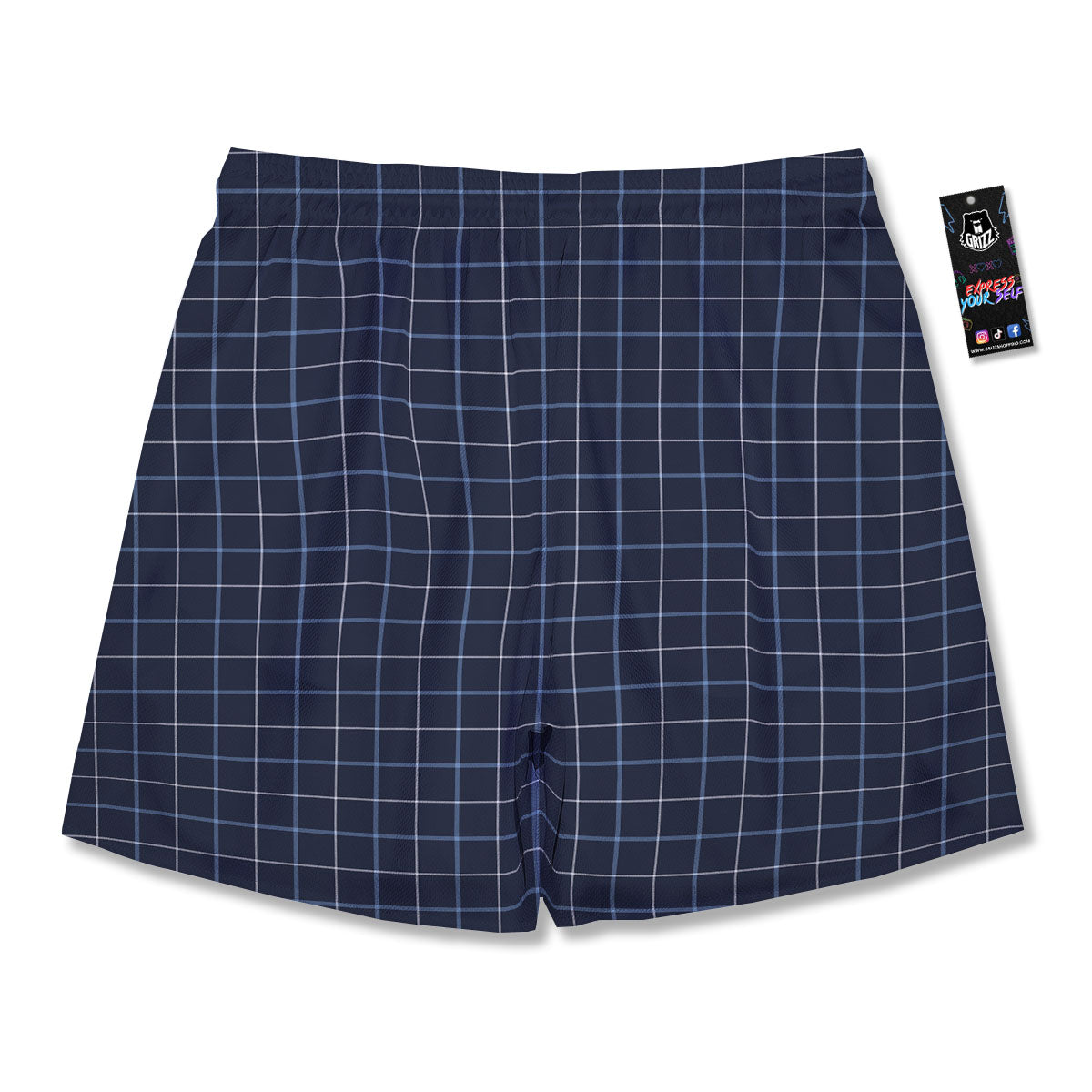Tattersall Deep Blue Print Pattern Men's Running Shorts-grizzshop