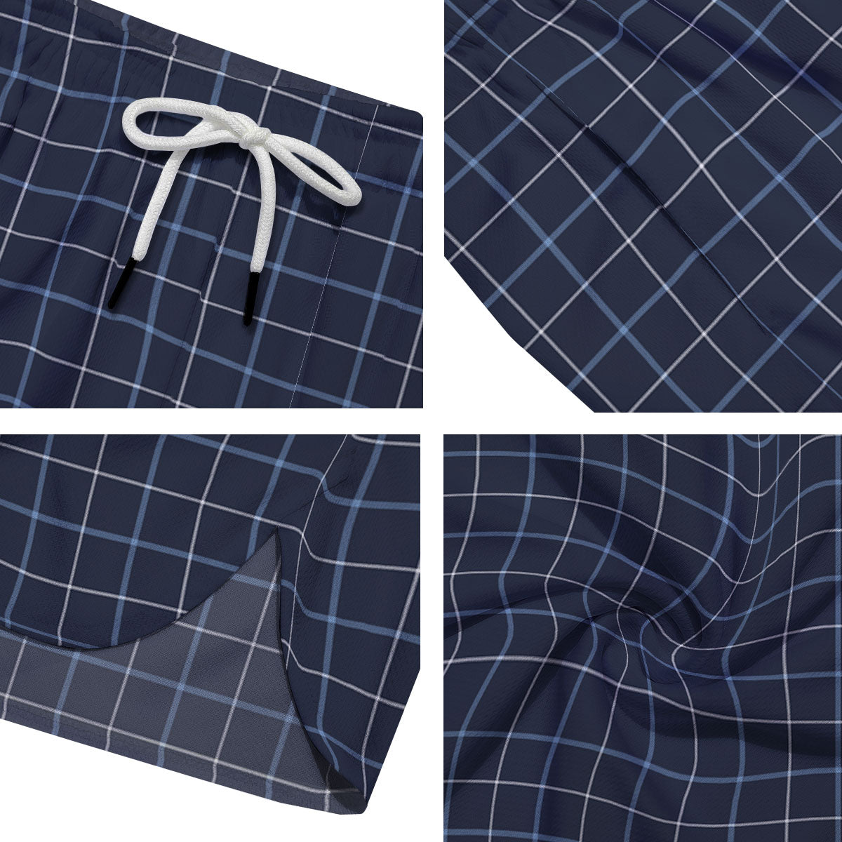 Tattersall Deep Blue Print Pattern Men's Running Shorts-grizzshop