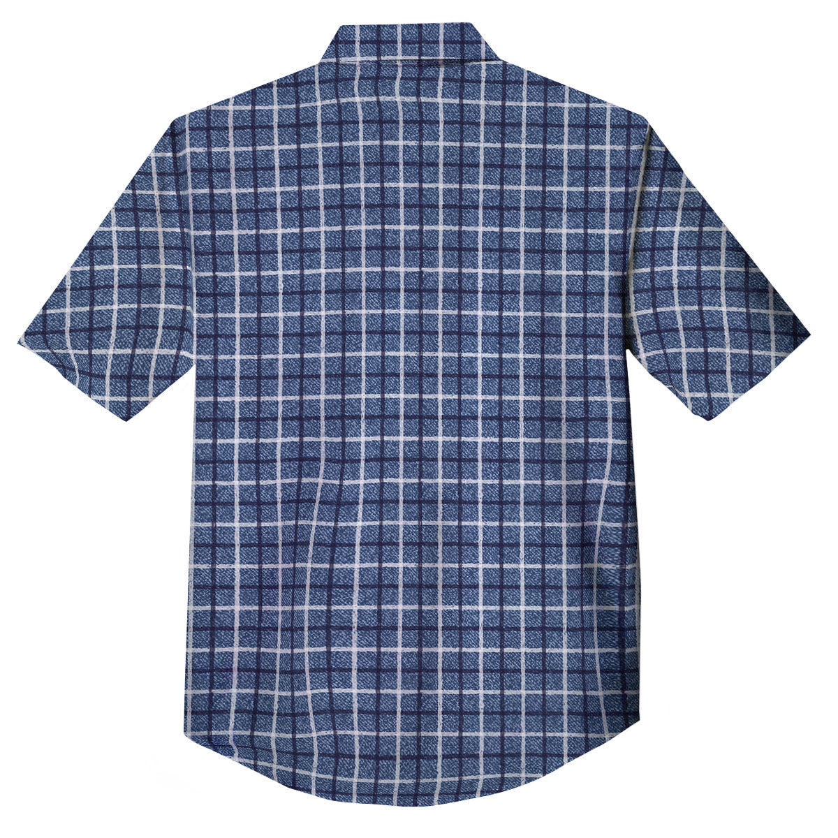 Tattersall Denim Print Pattern Button Up Shirt-grizzshop