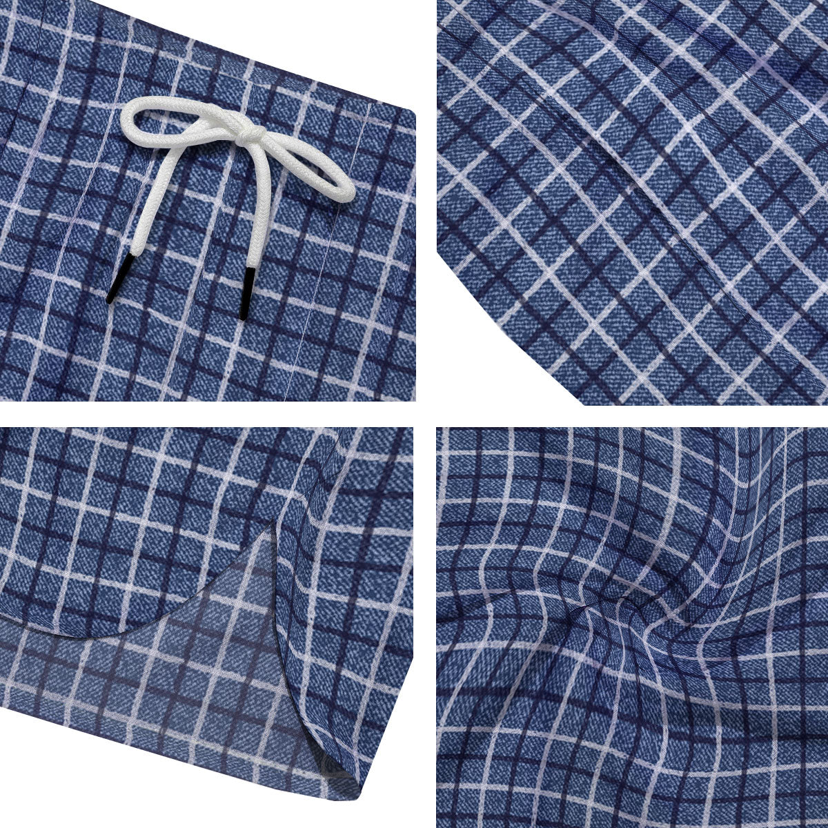 Tattersall Denim Print Pattern Men's Running Shorts-grizzshop