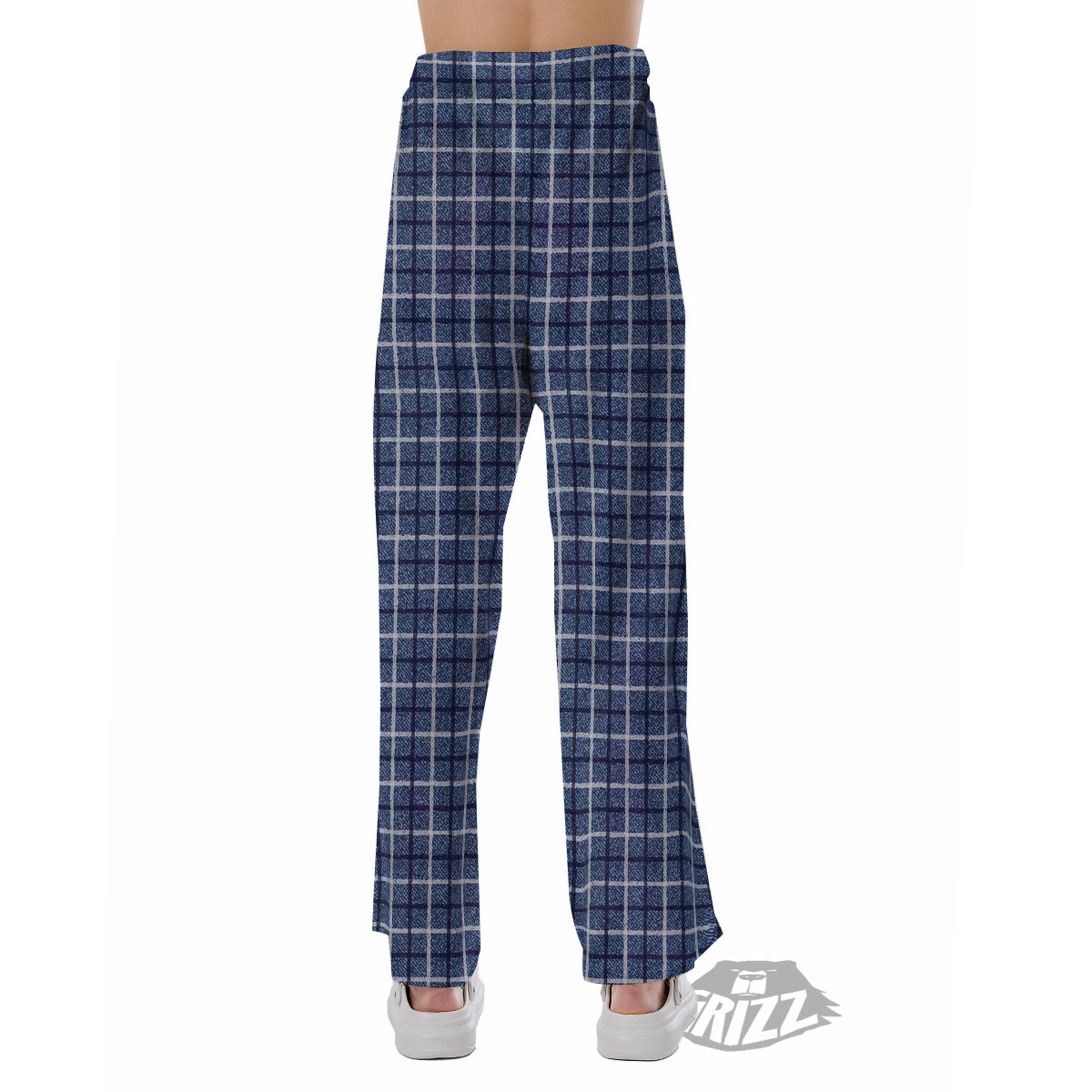 Tattersall Denim Print Pattern Pajama Pants-grizzshop