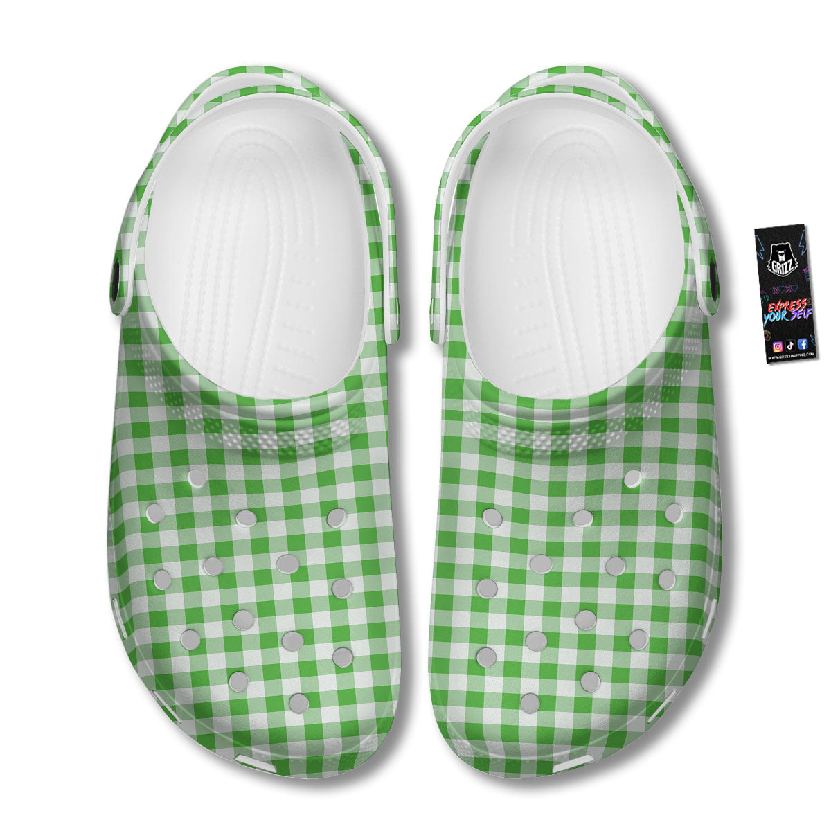 Tattersall Green Print Pattern Clog-grizzshop