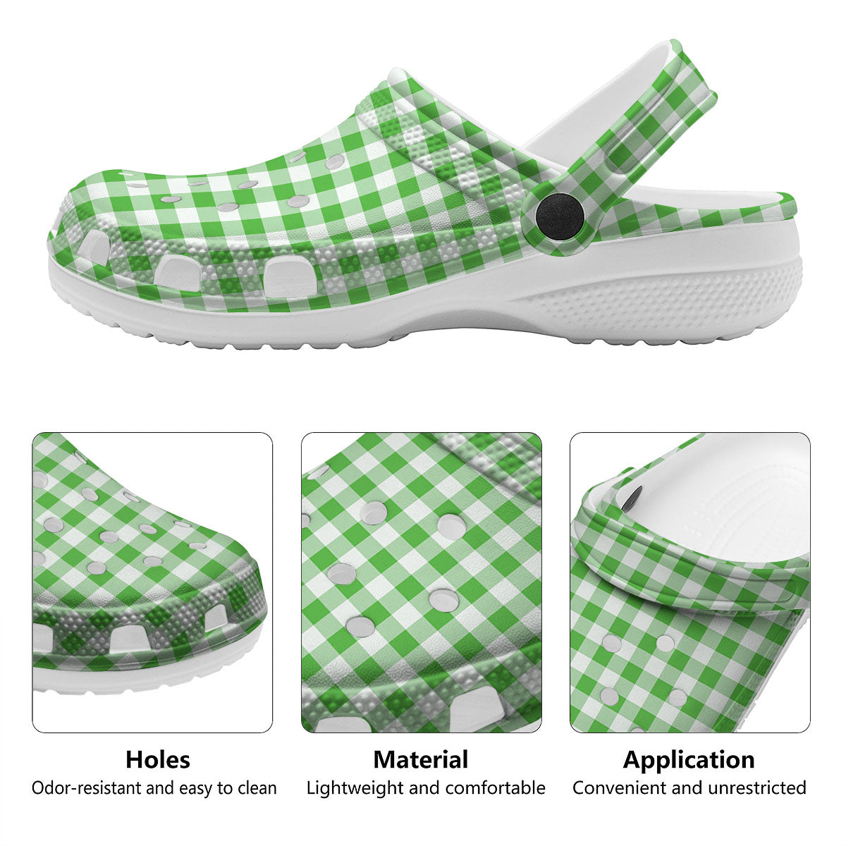 Tattersall Green Print Pattern Clog-grizzshop