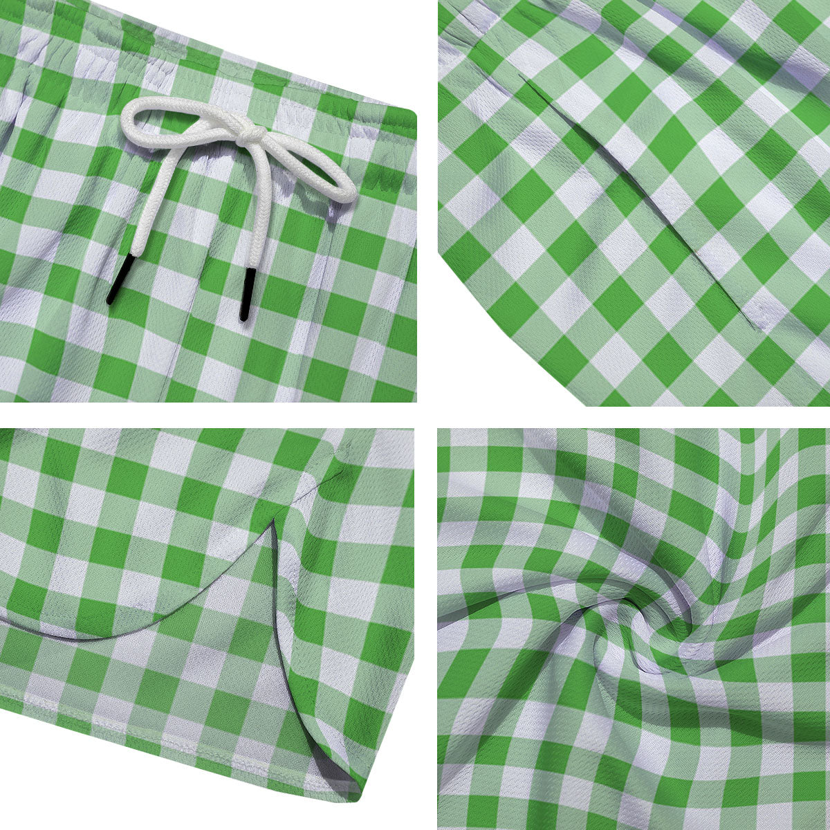 Tattersall Green Print Pattern Men's Running Shorts-grizzshop