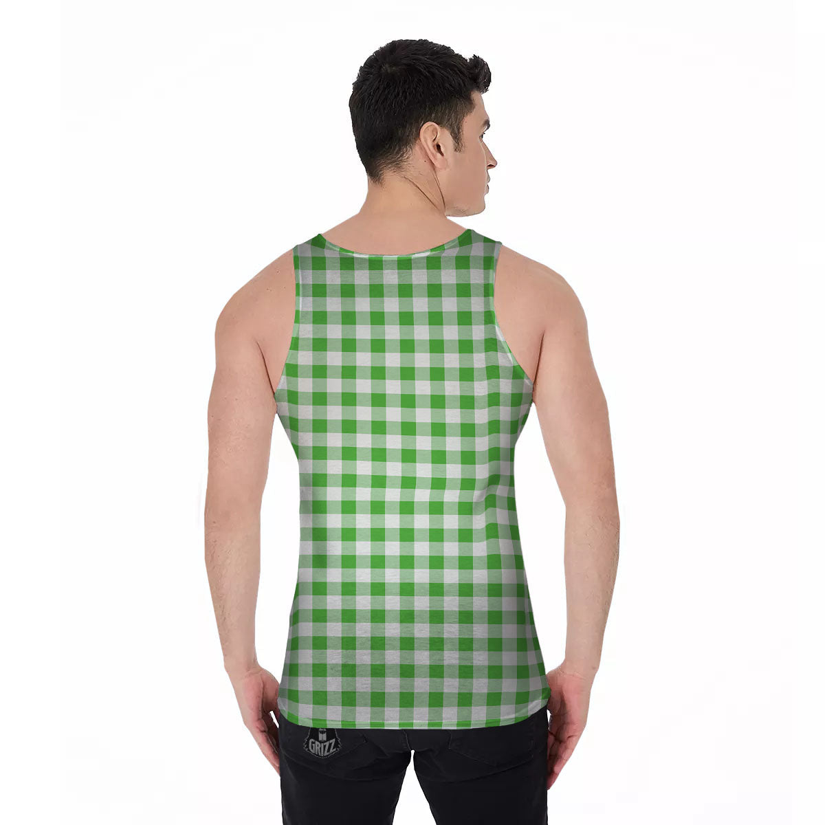 Tattersall Green Print Pattern Men's Tank Top-grizzshop