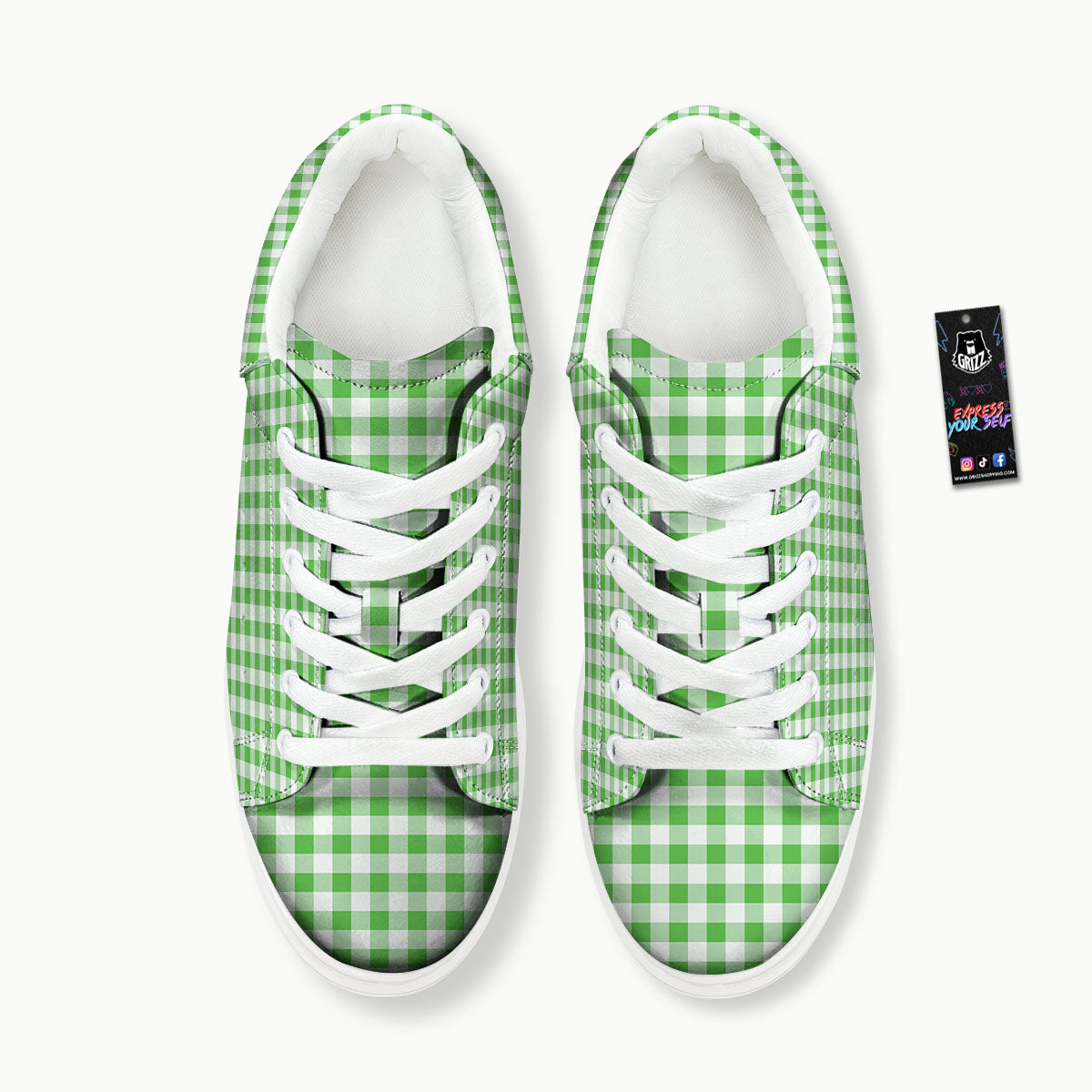 Tattersall Green Print Pattern Platform Shoes-grizzshop