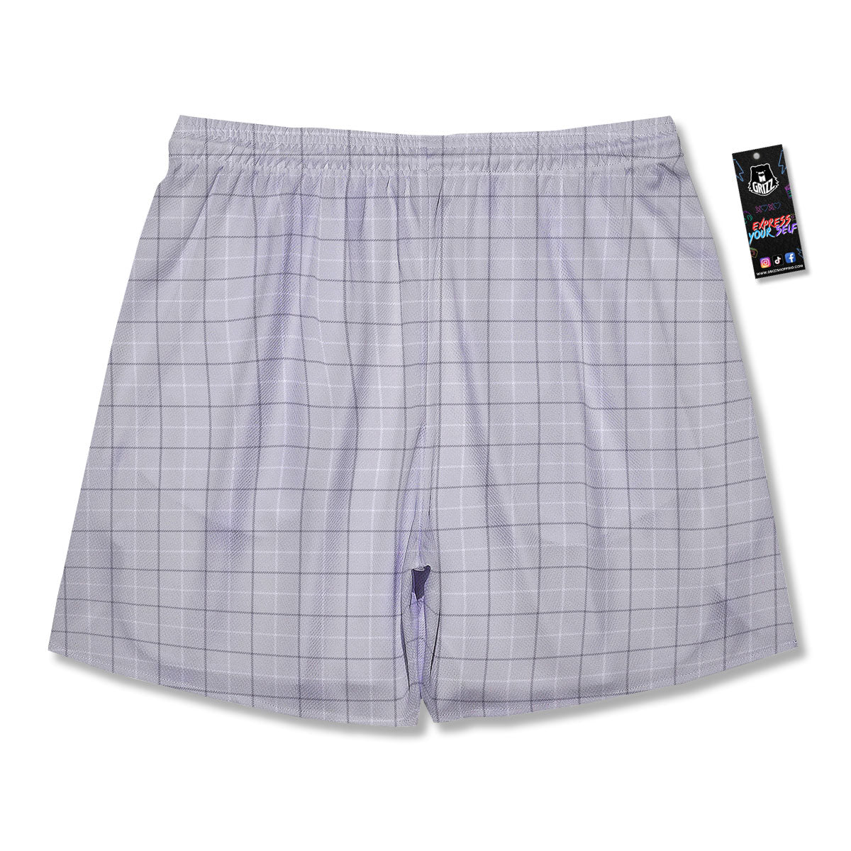 Tattersall Grey Print Pattern Men's Running Shorts-grizzshop