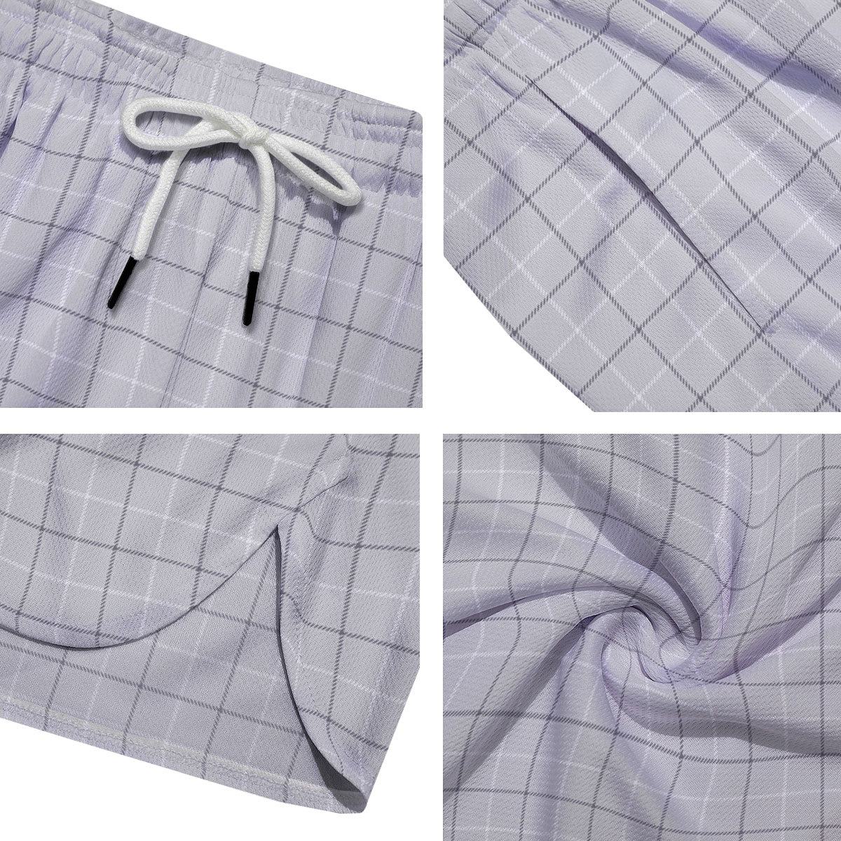 Tattersall Grey Print Pattern Men's Running Shorts-grizzshop